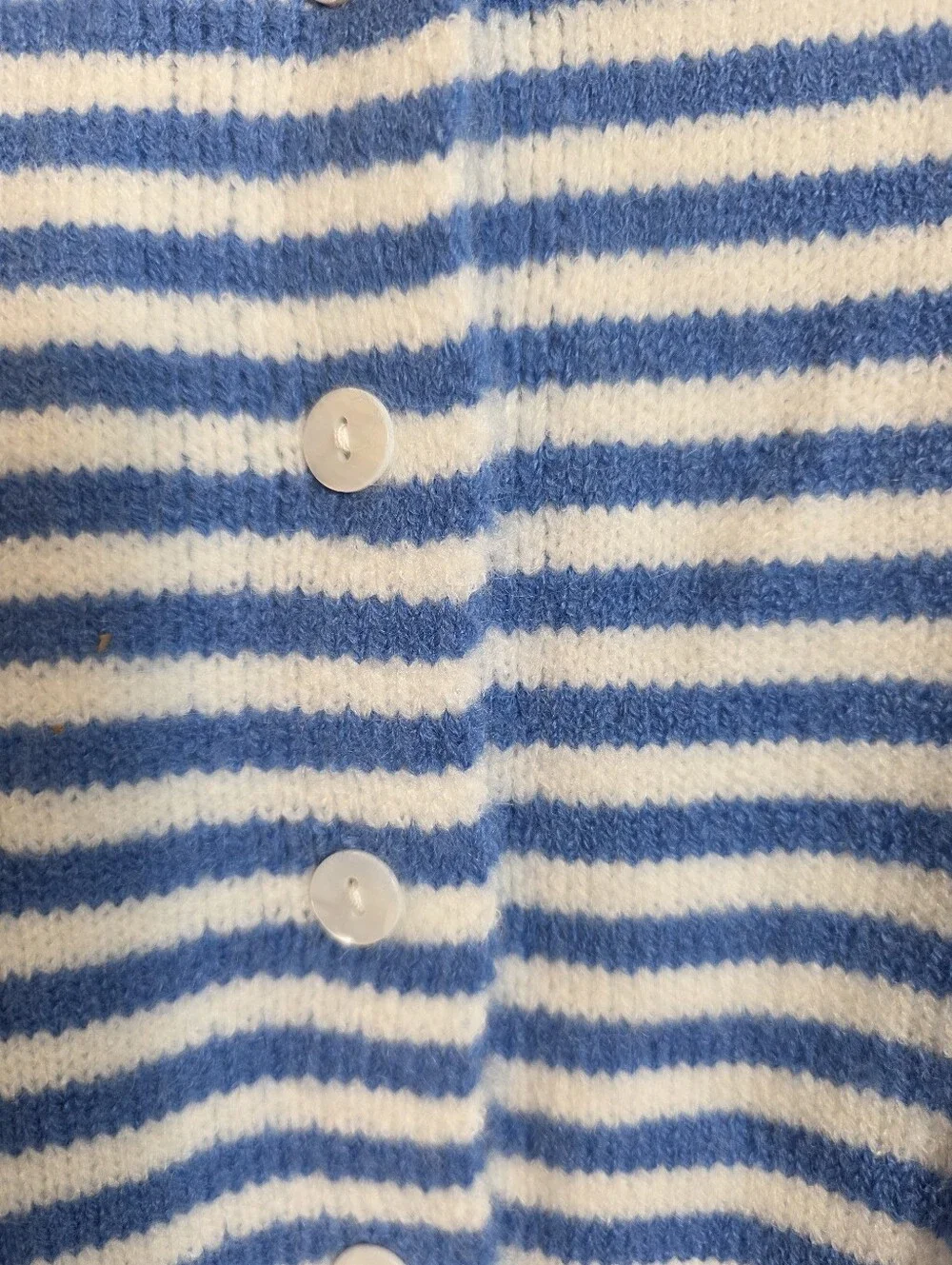 Nautical Breeze Knit Striped Cardigan Medium Button Front Minimalist